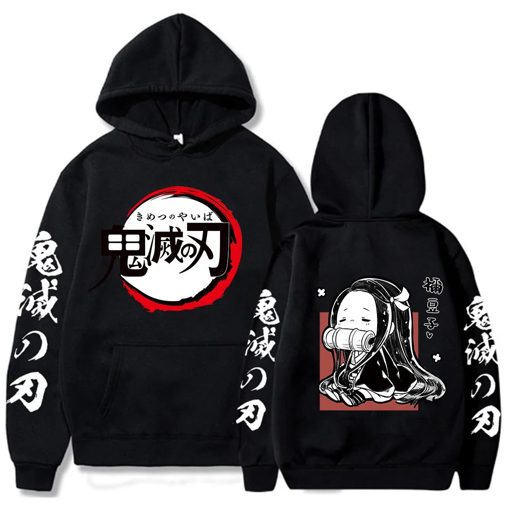 Demon Slayer Anime Hoodies Kamado Nezuko Print Men Women Casual Sweatshirts Pullovers Pokets Streetwear Sweater 2022 Hoody Top