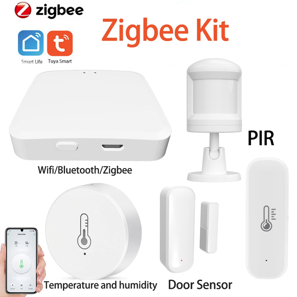 Мостовой шлюз Tuya Zigbee 3,0, хаб с датчиком температуры и влажности Zigbee, для умного дома, охранное приложение Smart Life