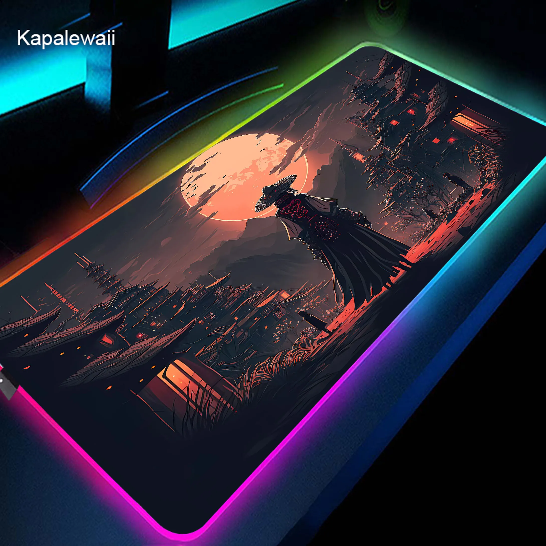 

RGB Japanese Samurai Mouse Pad Gaming Mousepad Large Game Mousemat 900x400mm Keyboard Pads LED Computer Gamer Deskmat Backlit