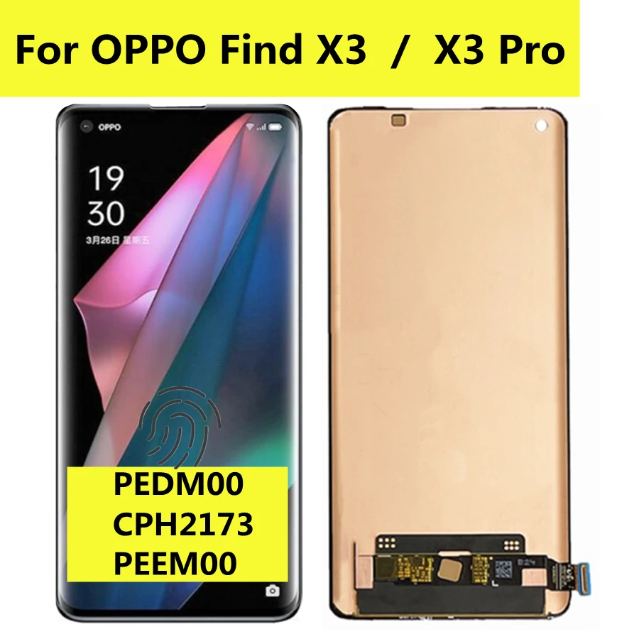 

6,7 ''AMOLED для Oppo Find X3 PEDM00, цифровой преобразователь экрана для OPPO Find X3 Pro X3Pro CPH2173 PEEM00