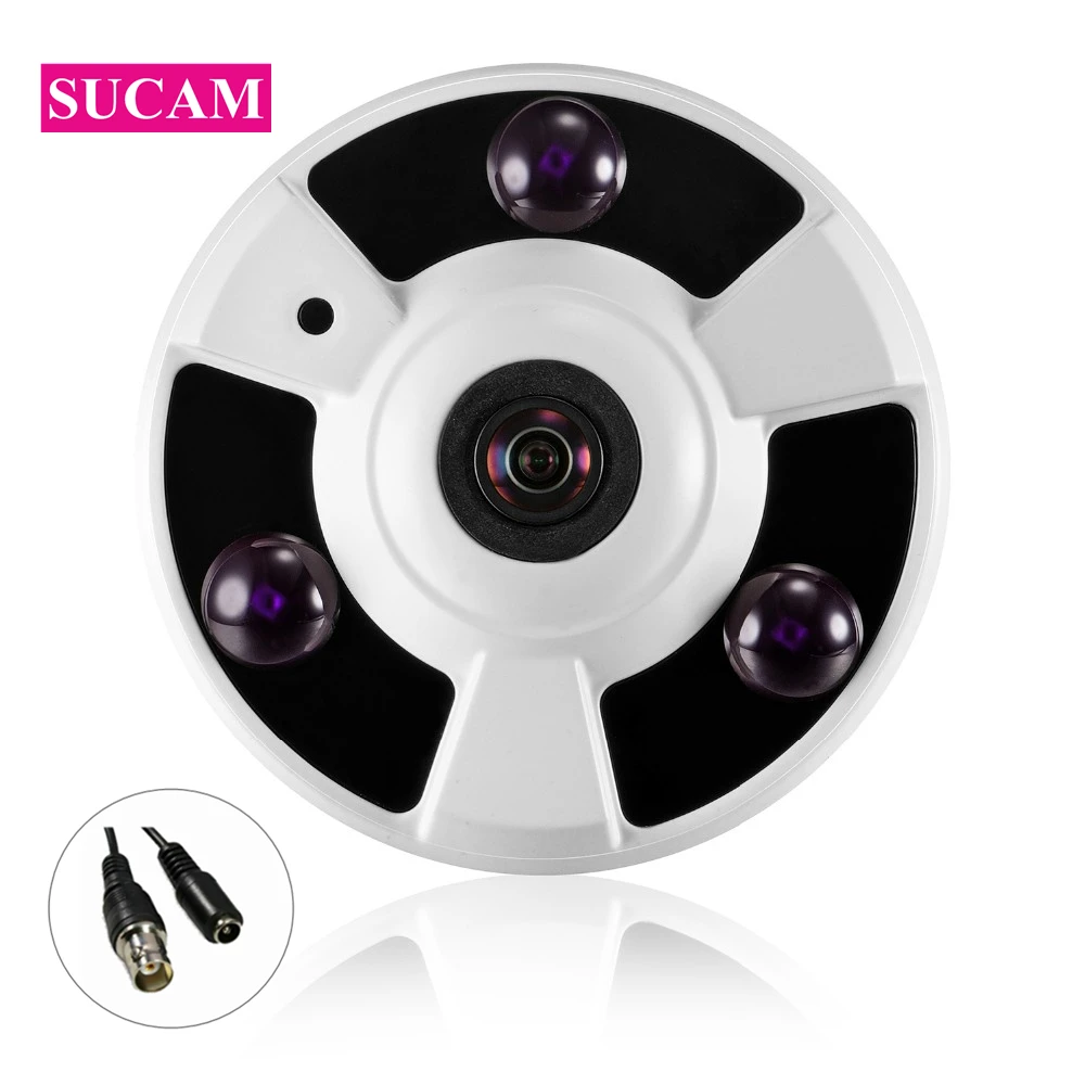 

5MP CCTV Dome AHD Security Camera 1.56mm 1.7mm Fisheye Wide Angle OSD Cable Infrared Surveillance Analog Camera 3Pcs Array Leds