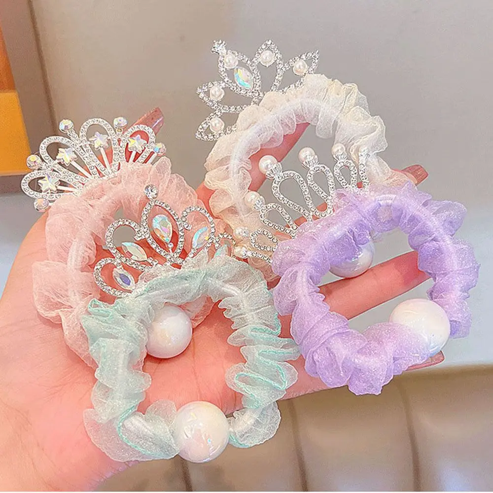 

Hair Accessories Princess Cloth Female Women Hair Ring Crown Hair Scrunchies Ponytail Holder Korean Style Hair Rope