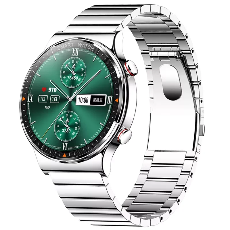 

2021 New Smart Watch Men Waterproof Sport Fitness Tracker 454*454 HD Display Stainless Steel Strap Smartwatch Download music+Box