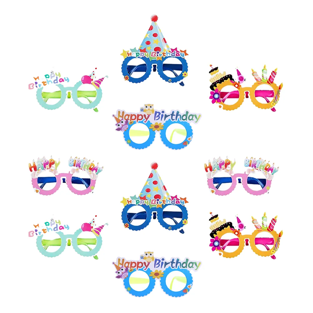 

Birthday Party Glasses Eyeglasses Sunglasses Cake Props Photo Funny Happy Decorations Novel Supplies Novelty Paper Costume Kids