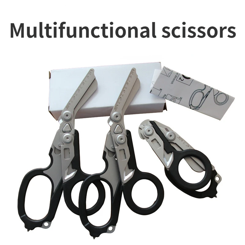 

Stainless steel medical scissors multi-function survival foldable retractable creative gadget tactical pliers scissors outdoor