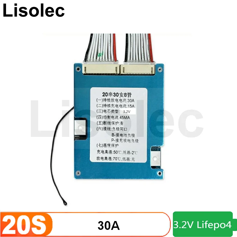 

Балансировочная печатная плата Lifepo4 20S BMS 60 в 30 А, эквалайзер с температурной защитой NTC для блока батарей Lifepo4 64 в