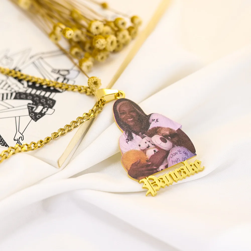 Hiphop Styles 925 Sterling Silver Personalize Photo Necklace With Name Portrait Picture Fathers Day Family Gifts Jewelry