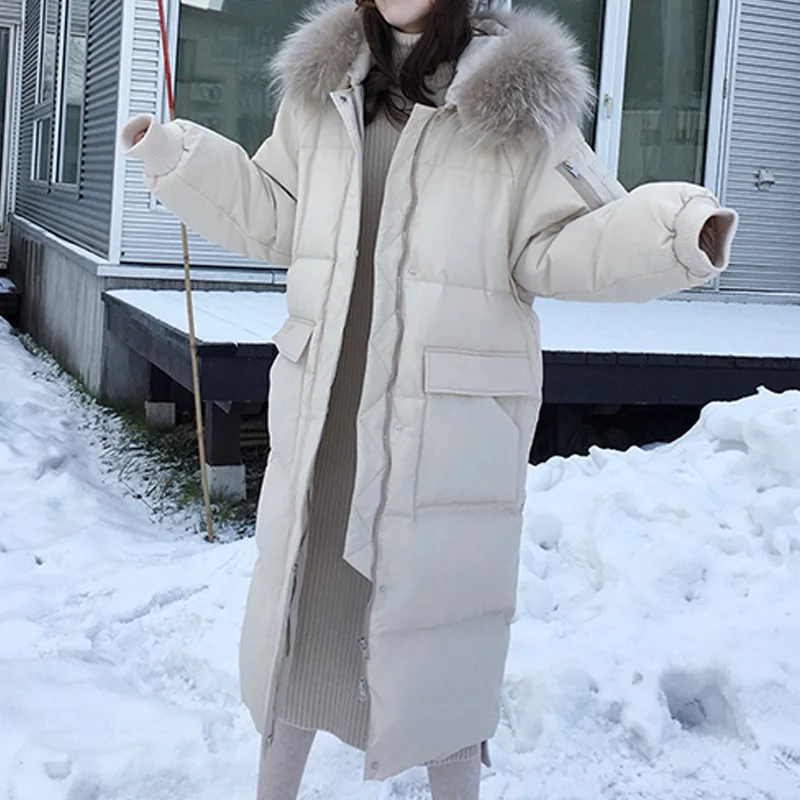 2022 new winter women's thickened long coat casual loose furry hooded solid thick warm snow coat lengthened fashion trend coat