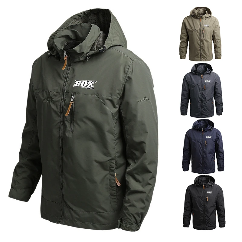 Fox Cycling Team 2023 Men Hooded Raincoat Winter Waterproof Skin Tactical Jacket Sport Hiking Windbreaker Sunscreen Bike MTB Kit