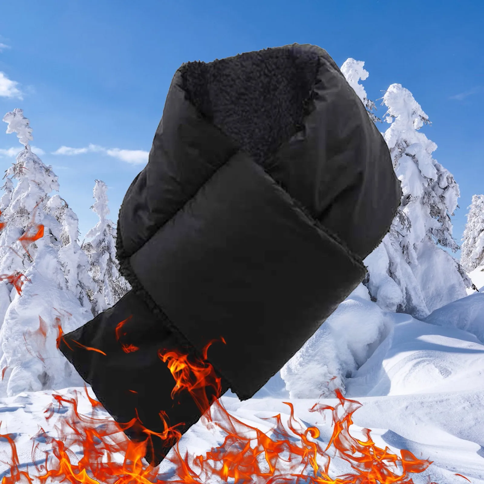 Зимний однотонный уличный ветрозащитный и теплый пуховой хлопковый шарф для