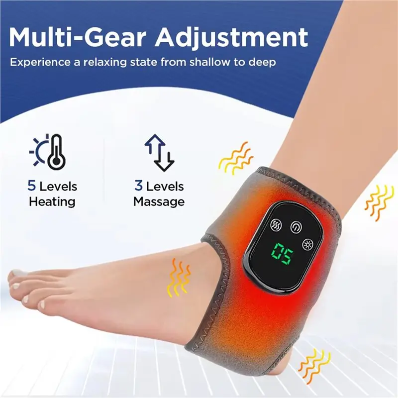 Фото 【DURABLE 】2X Электрический массажер для лодыжки ног с подогревом и измельчением Беспроводная грелка с подогревом Повязка на лодыжку для поддержки спортивного восстановления №2