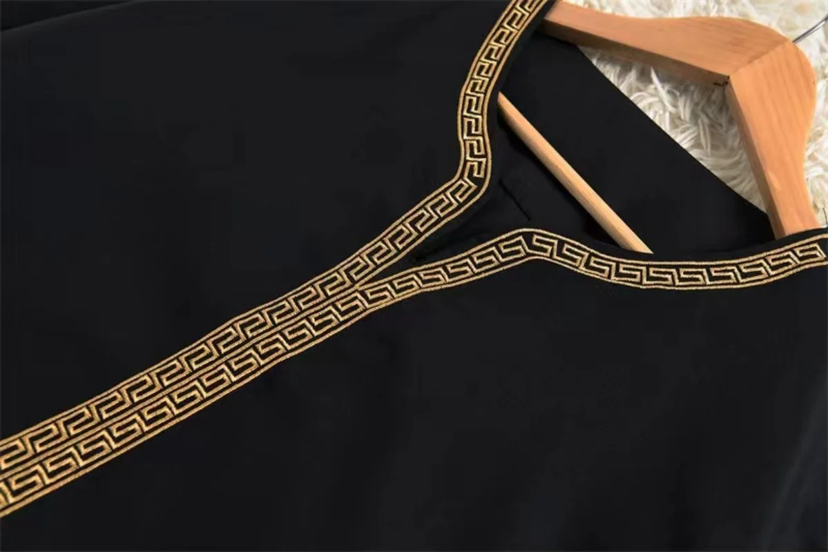 Muslim Fashion Men's Robe Abaya Pakistan Long Sleeve Arabic Loose Ropa Islamica Hombre Kaftan Jubba  Thobes Islamic Clothing