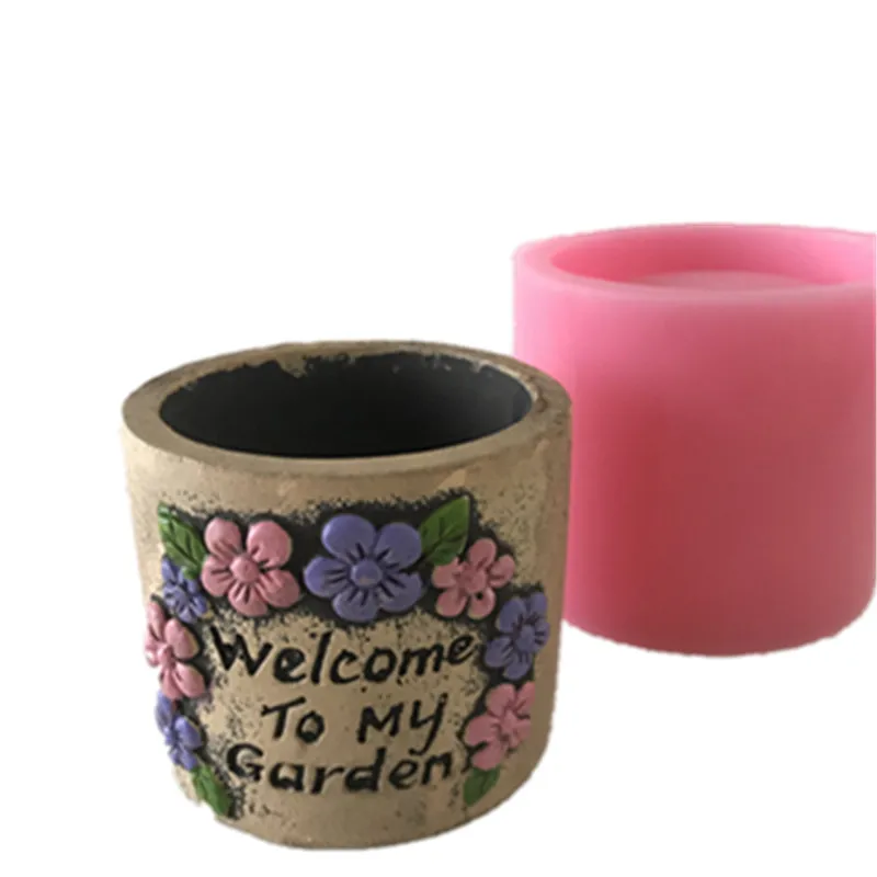 

3D Цветочный узор, круглая цементная форма для цветочного горшка, пластырь из смолы, подсвечник, бетонная ваза, силиконовые формы