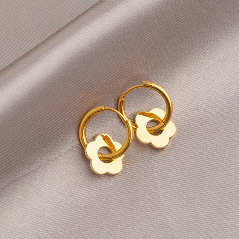 Европейские модные классические простые серьги в виде подсолнуха из титановой