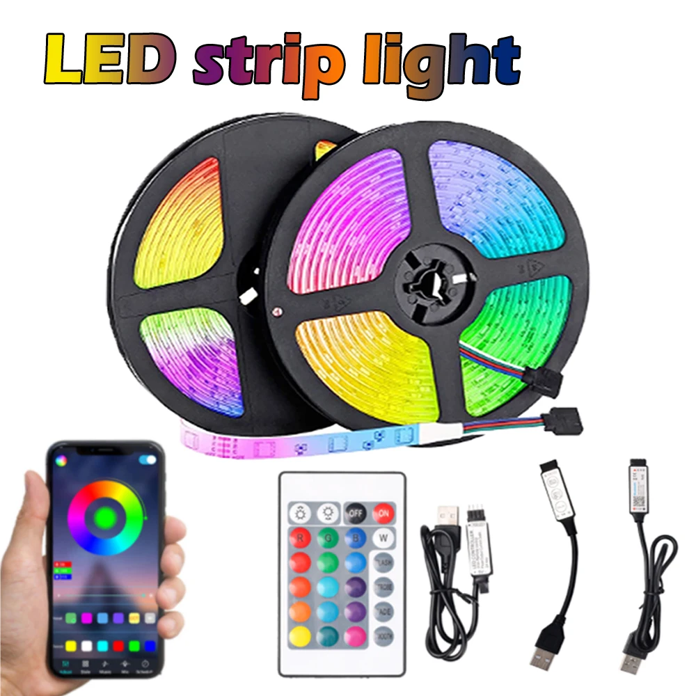 

RGB 5050 Led Strip Light Infrared Remote Bluetooth App Control 5V USB Led Light Belt for Birthday Party Atmosphere Decoration LM