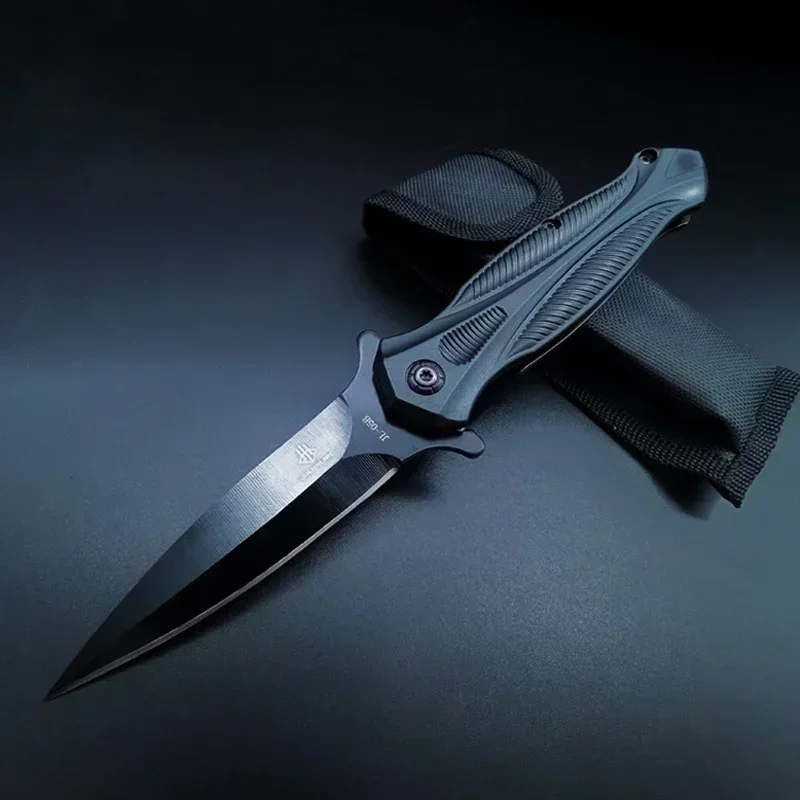 Уличный складной нож из черной дамасской стали 9CR18MOV портативный карманный очень