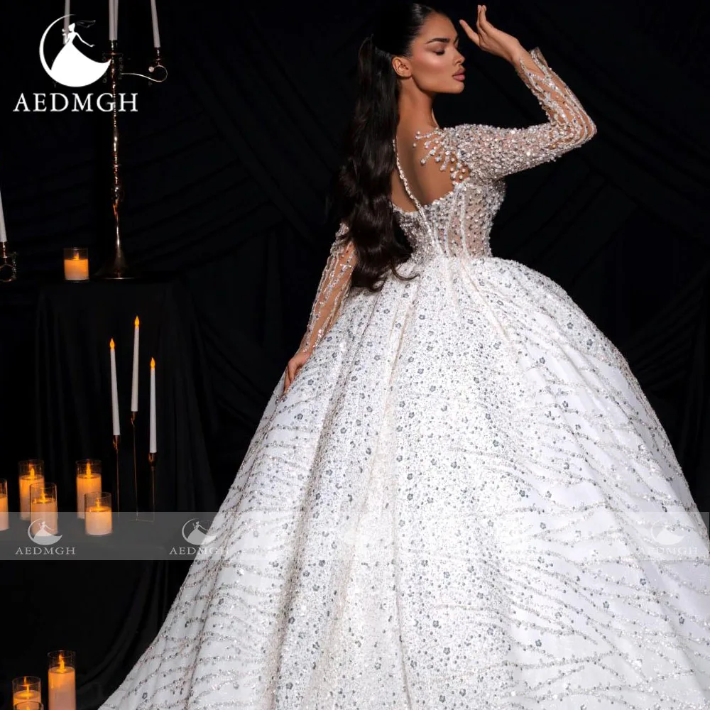 Бальное платье Aedmgh, роскошные свадебные платья, зубчатое платье Vestido De Novia, кружевное, расшитое бисером и блестками, королевское винтажное свадебное платье на заказ (art.: 3920d040ffca1) - 3920d040ffca1
