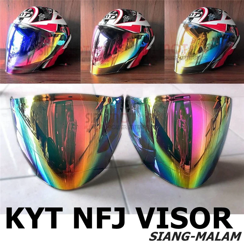 

PC Open Face Motorcycle Helmets Visor Wind Shield Accessories for KYT NFJ - Iridium Red Gold