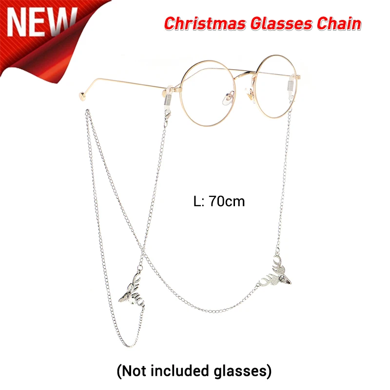 

Newest Fashion Antiskid Mask Glasses Chain Silver Christmas Elk Pendant Cosplay Jewelry Gifts