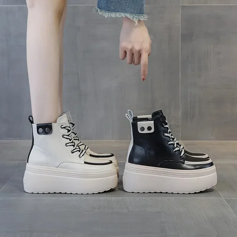 Ботильоны из натуральной коровьей кожи 8 см лоферы женские ботильоны до середины