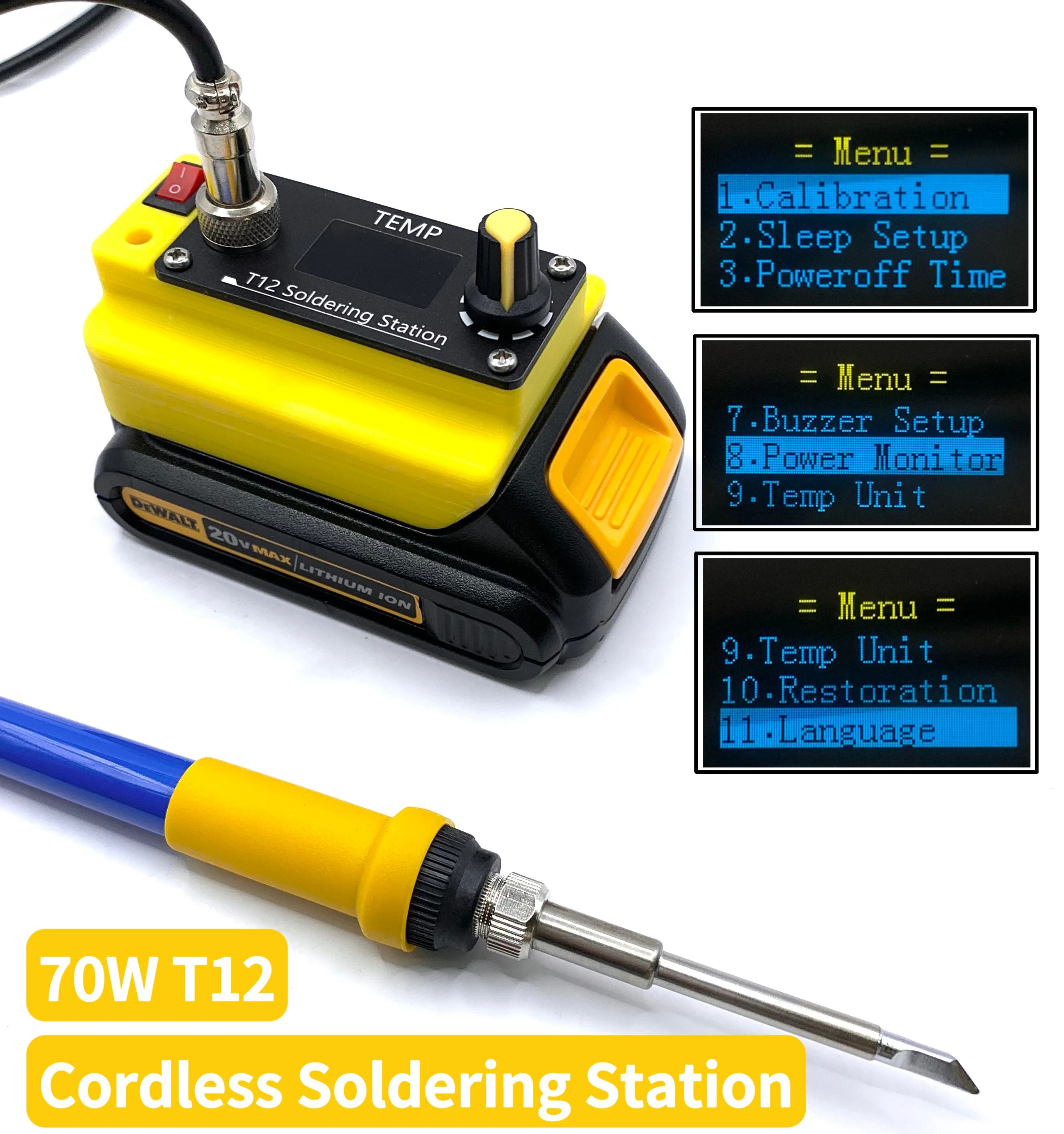 

T12 Cordless Electric Soldering Iron Station For Dewalt/Makita/Milwaukee/Bosch 18/20V Battery 70W Battery Repair Solder
