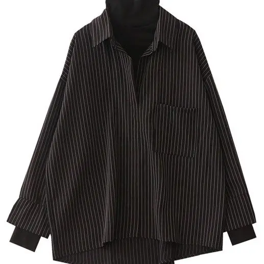 Женская рубашка-блуза с высоким воротником рубашки из двух предметов в