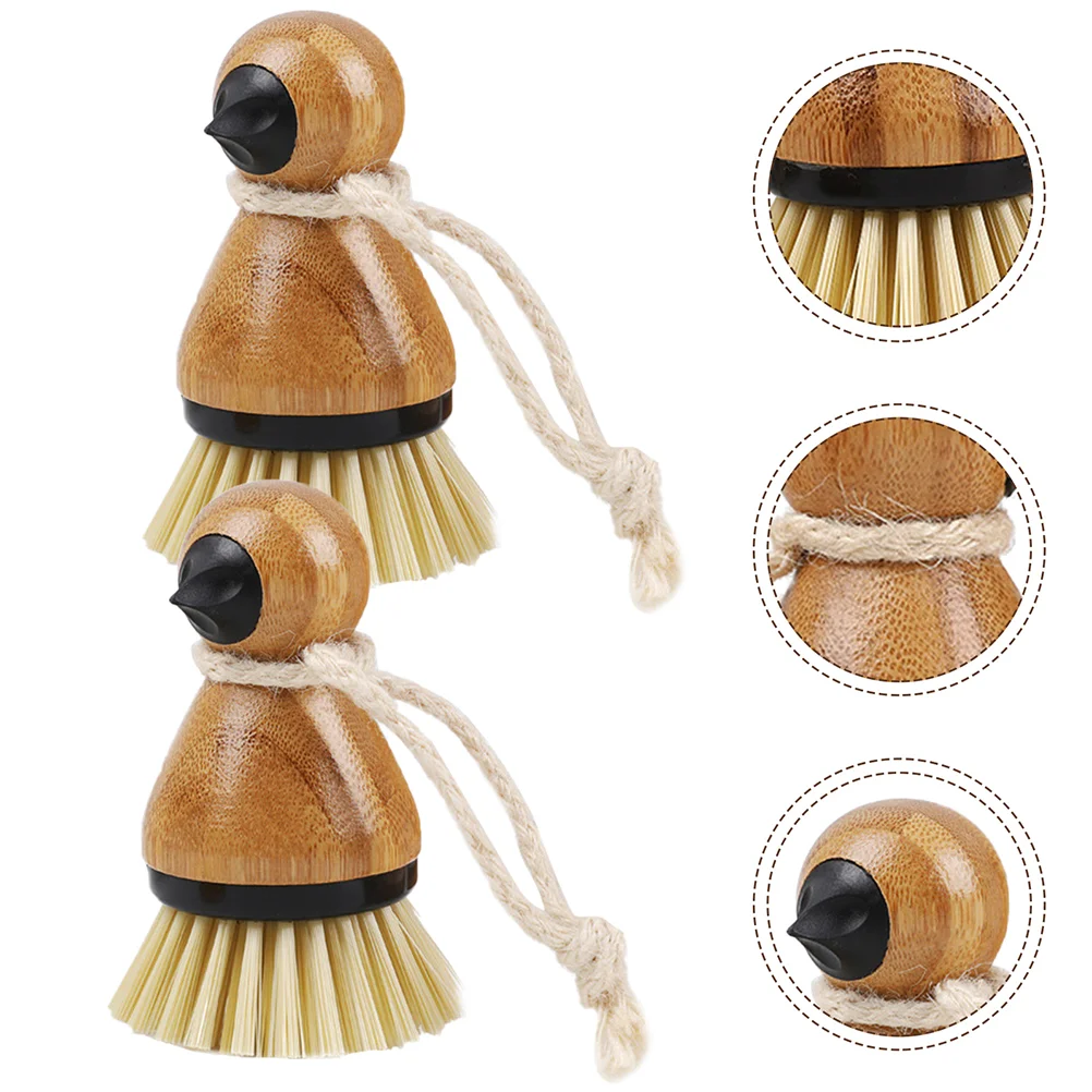 

2Pcs Household Wok Brush Dish Scrubber Brush Fruits Brush Scrubbing Brush For Dishes for Cleaning Washing Kitchen Daily