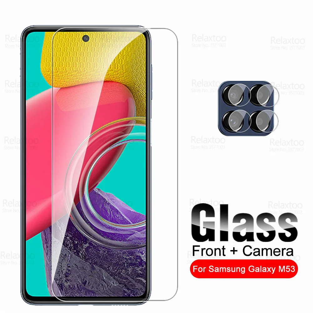 

For Samsung Galaxy M53 Glass 2To1 Camera Tempered Protective Glass Sumsung M 53 53M 5G SM-M536S 6.7" Screen Protector Cover Film