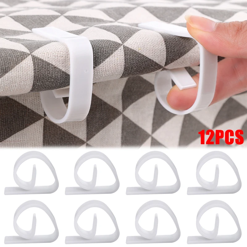 

12Pcs Plastic Tablecloth Clips Tables Holder Cloth Clamps Multi-function Party Picnic Wedding Prom White Fixing Tablecloth Clip