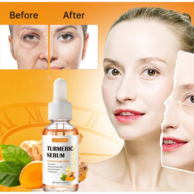 Turmeric Essential Oil Anti-aging Wrinkle Remover Fade Fine Lines Face Serum Anti-Acne Moisturizing Brighten Smooth Skin Care
