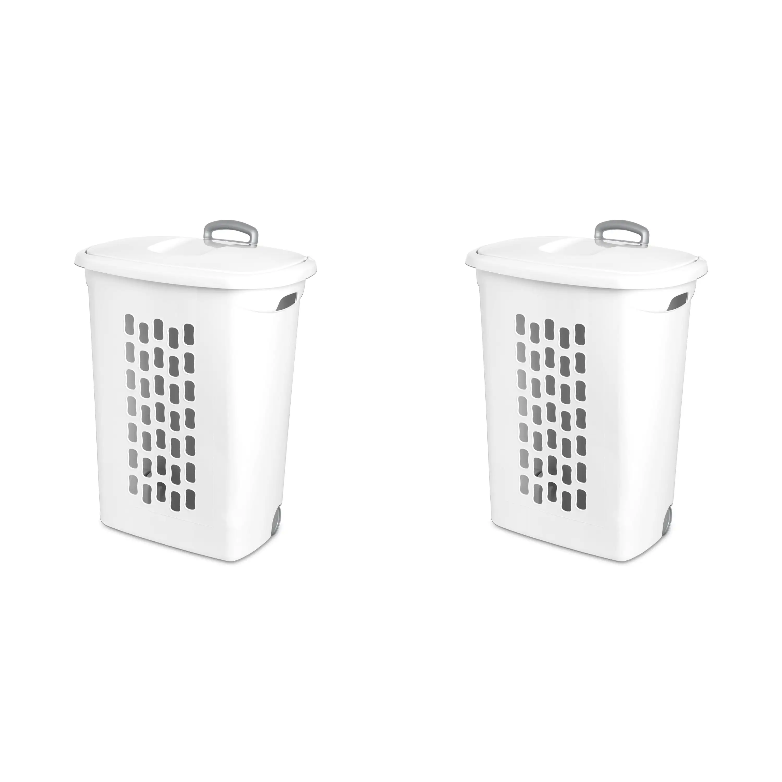

Sterilite Ultra™ Wheeled Laundry Hamper Plastic, White, Set of 2