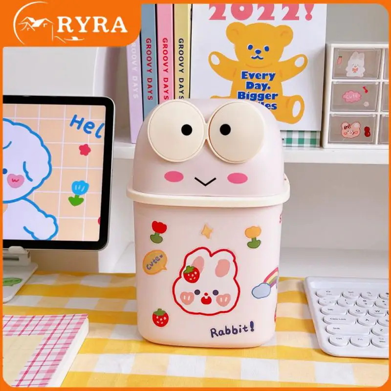 

Simple And Sweet Exceptionally Sturdy Desktop Trash Basket Thickened Material Flipping The Trash Can Flip Bin Cute Styling