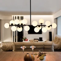 modern gold black pendant lamp frosted glass ball led chandelier minimalist creative personality magic bean retro ceiling lights
