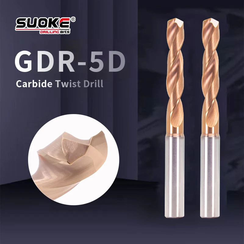

SUOKE Tungsten Steel Alloy Metal 5D Twisted Bit Straight Handle Solid Monolithic Drill For CNC Lathe Machine Set