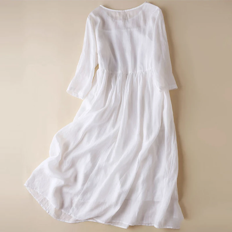 Платья хлопковое женское средней длины весна-лето вышивка в ретро-стиле - купить