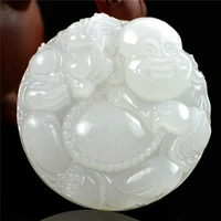 white natural jade pendant buddha statue natural stone collection china hand carving jewelry fashion amulet men women gifts