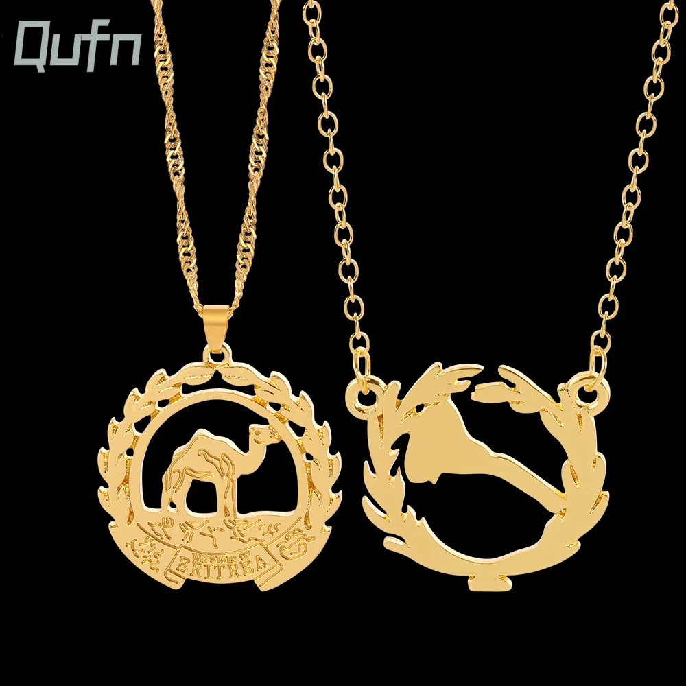 Золотистая цепочка в виде верблюжьей оливковой ветки, ювелирные изделия, карта Эритреи, подвески для женщин и девушек, Африканское ожерелье, подарок для Эритреи