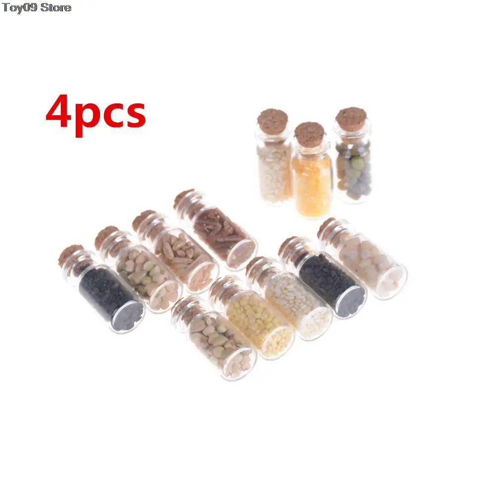 

Стеклянная банка с крышкой для сушеной еды, 4 шт., аксессуары для кухни, мебель, игрушки 1:12, миниатюрный кукольный домик