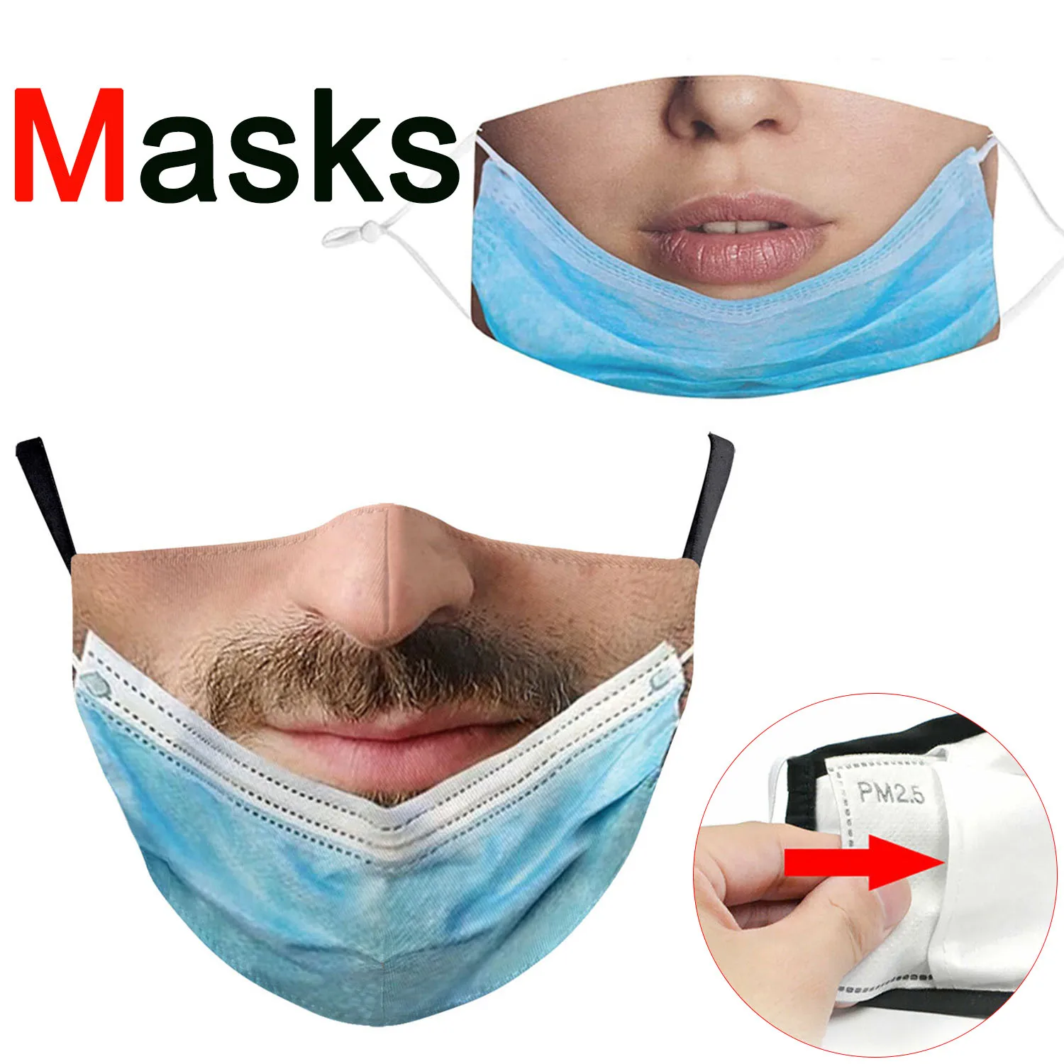 

3D печать борода Поддельные лицо косплей Смешные Маски Рот пылезащитный многоразовый Masken Хэллоуин вампир маски для женщин мужчин