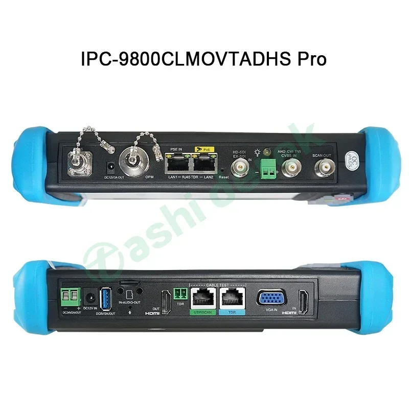 Фото IPC-9800 CLMOVTADHS Pro 7-дюймовый IPS сенсорный монитор-тестер для систем видеонаблюдения, тестер камер HD TVI CVI AHD SDI IP, поддержка H.265 8K №3