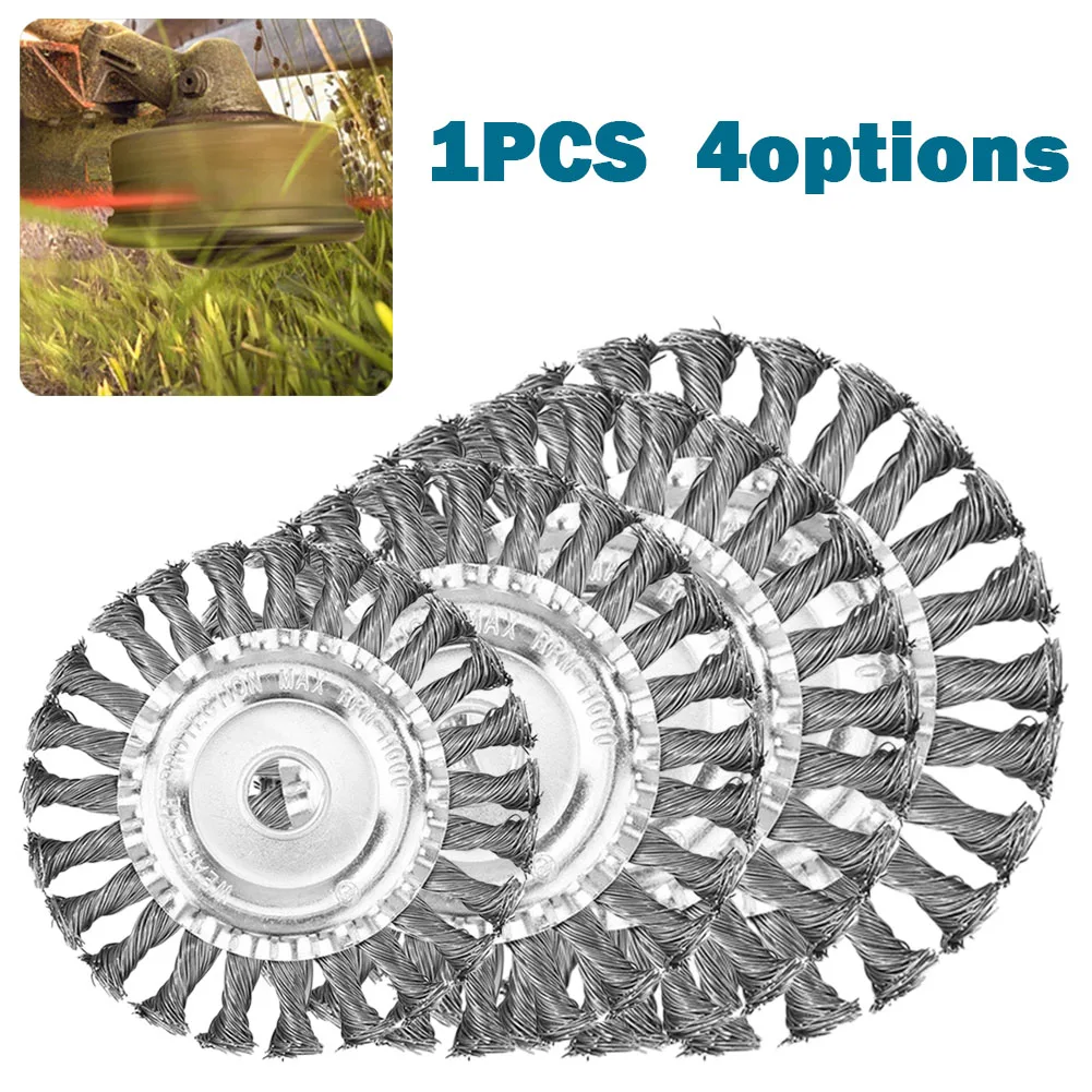 

1pc Grass Trimmer Wheel Brush Steel Wire Trimmer Head 100-150mm Grass Eater Brushcutter Removal Tool Lawn Mower Accessories