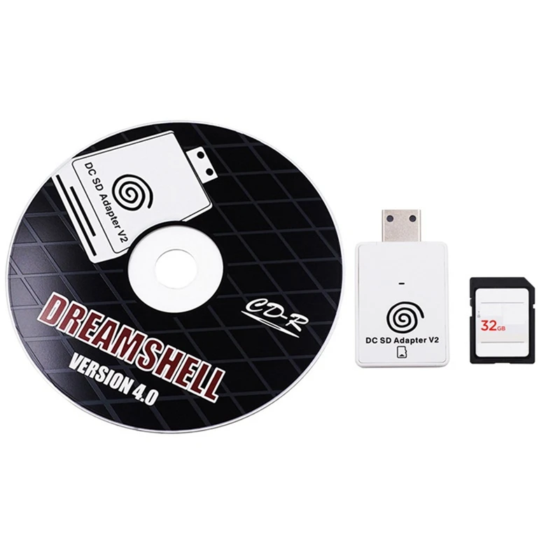 

SD Card Reader Adapter+CD With Dreamshell Boot Loader For DC Dreamcast Game Console+32GB SD Card With DC Games