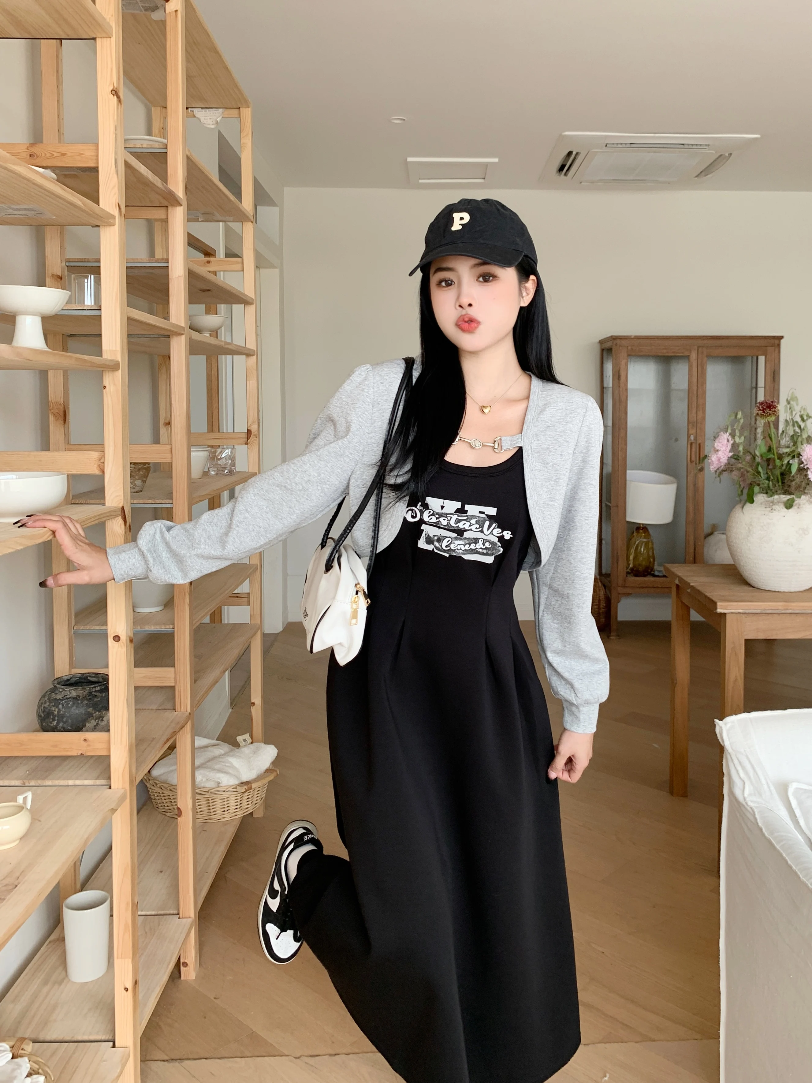 Реальная фотография женская одежда полная Девочка Осень Новый дизайн стройнящая