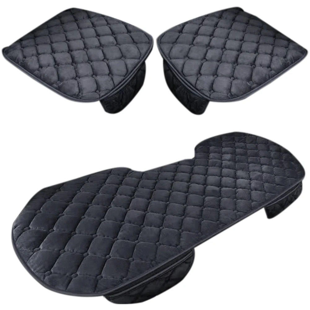 

3PCS Winter Warm Car Cushion Cover Soft Seats Anti- Protector Auto Interior Short Plush Cotton