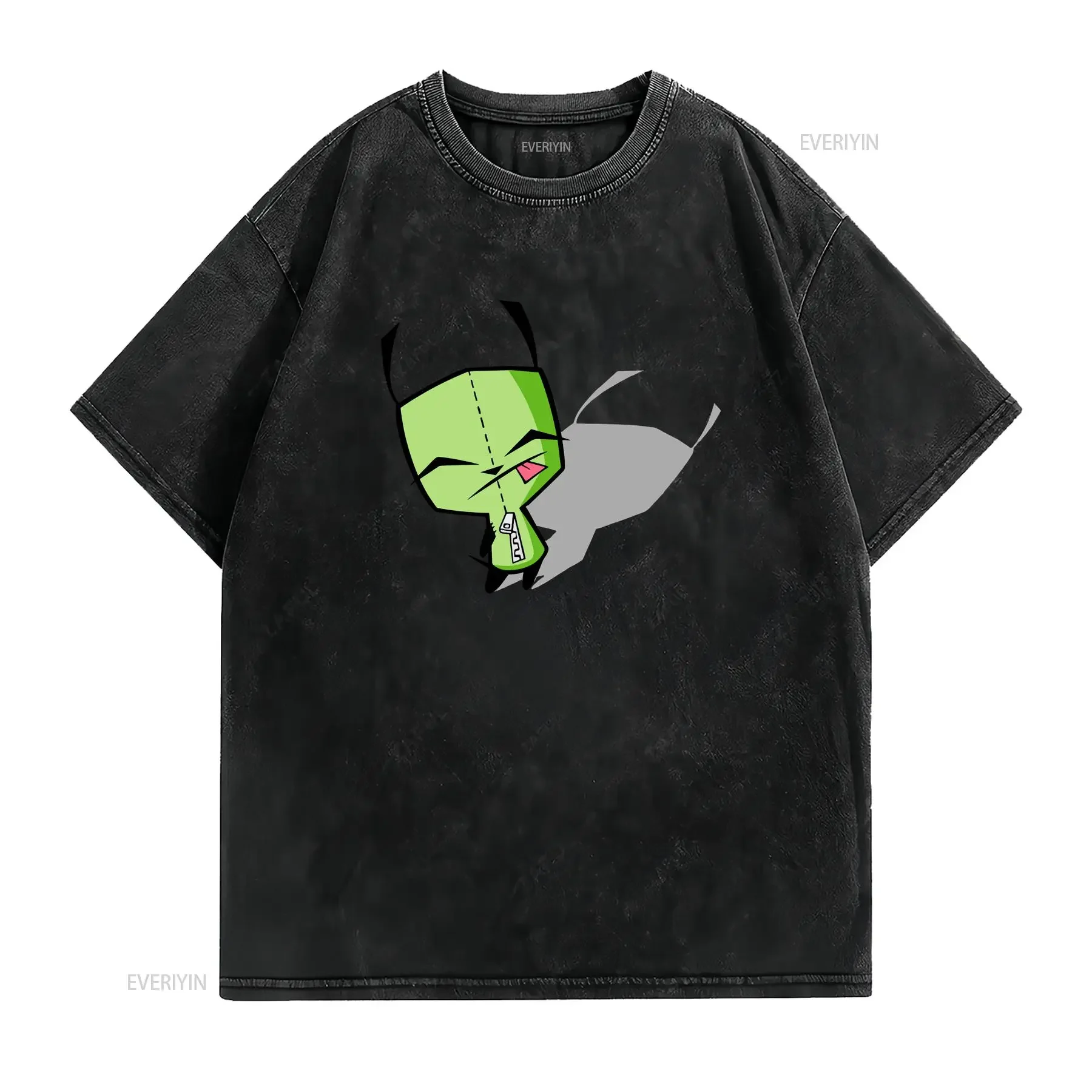 Фото Футболка Invader Zim Gir Shadow в винтажном стиле, с эффектом потертости, эластичная, дизайнерская одежда для мужчин, унисекс, дышащая, легкая, для повседневной носки №2
