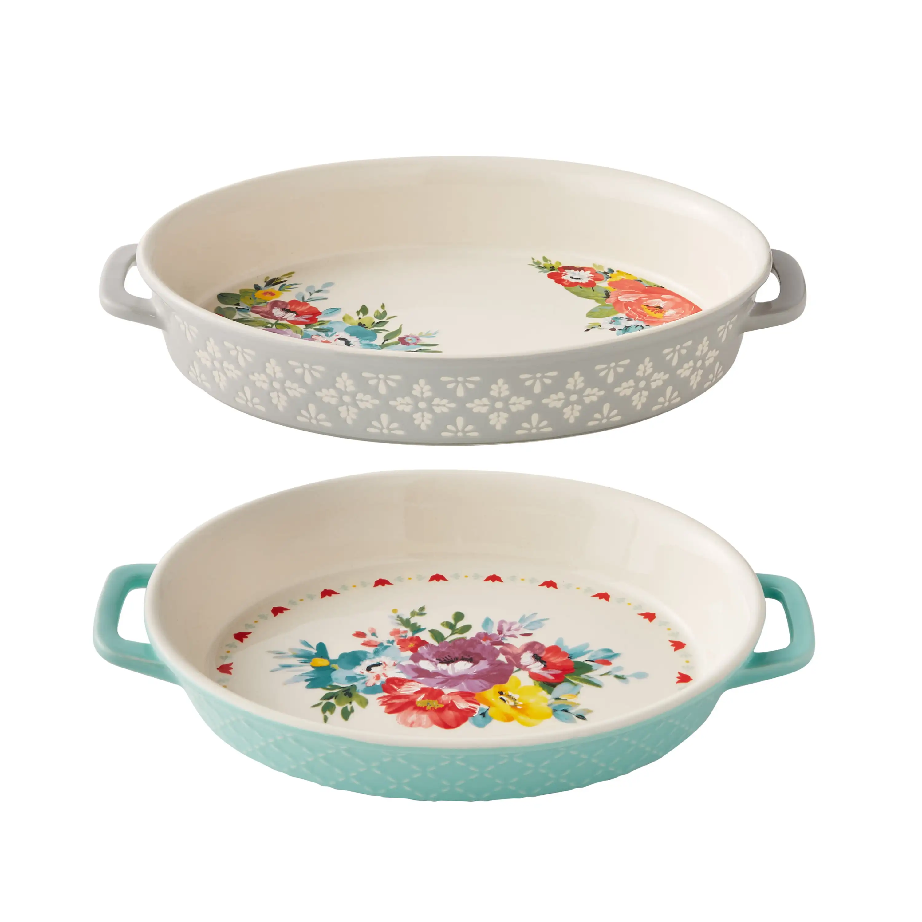 

Free Shipping Sweet Romance Blossoms 2PC Oval Ceramic Bakers
