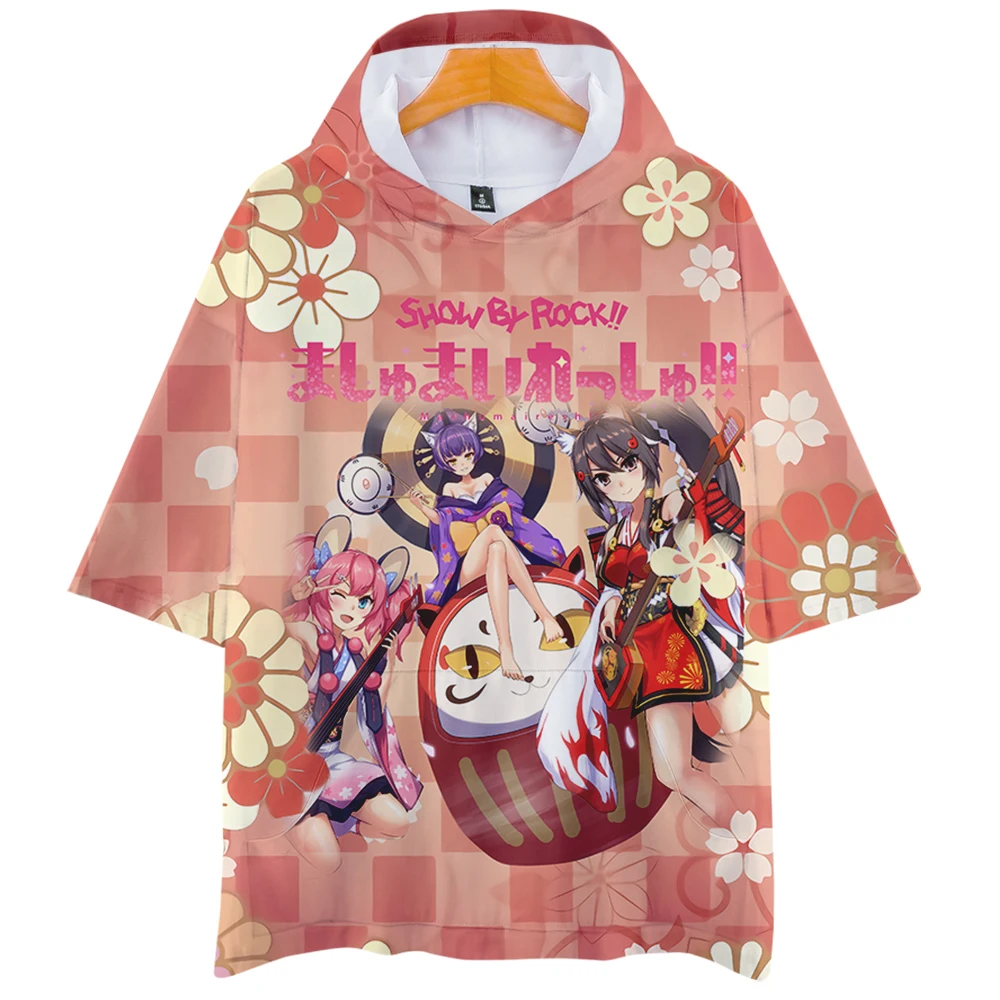 Футболка с капюшоном SHOW BY ROCK для мужчин и женщин тенниска короткими рукавами