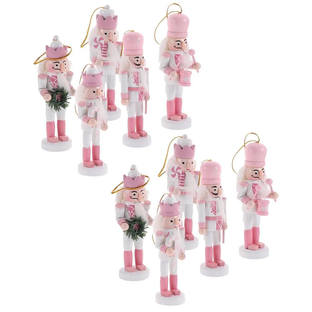 

Pink Christmas Decorations Kids Nutcracker Soldier Doll Wooden Pendants New Year Ornaments For Navidad Xmas Tree Hanging