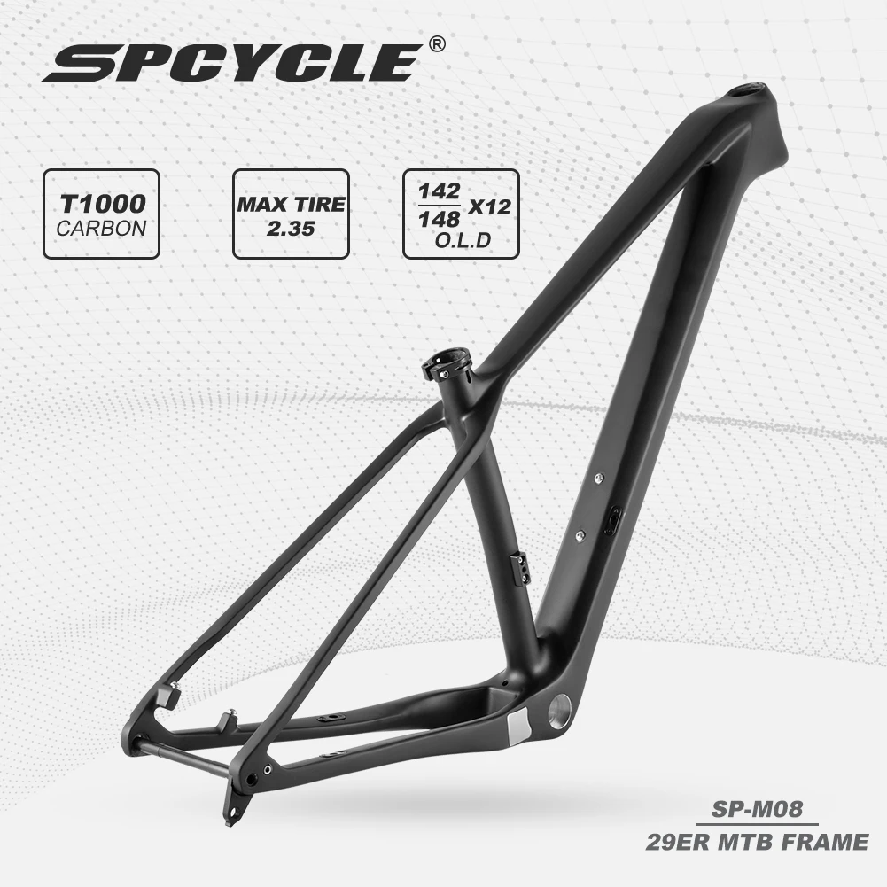 Spcycle 29er Hardtail Carbon Mountain Bike Frame 142x12 or 148x12mm Thru Axle BSA 29 Boost MTB Carbon Frame