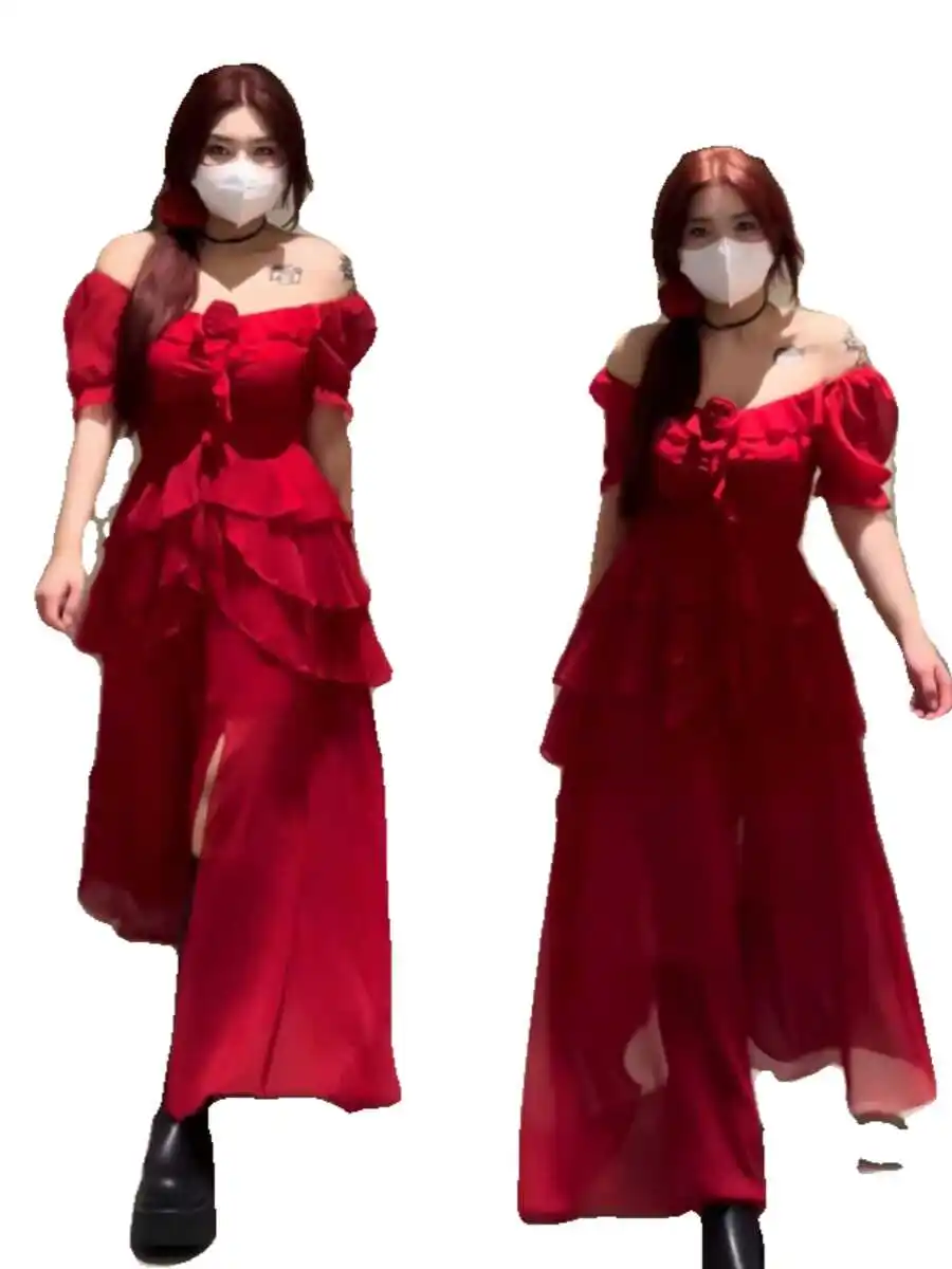 Женская юбка для полных женщин Fat Sister Новинка лета 2024 французское легкое красное